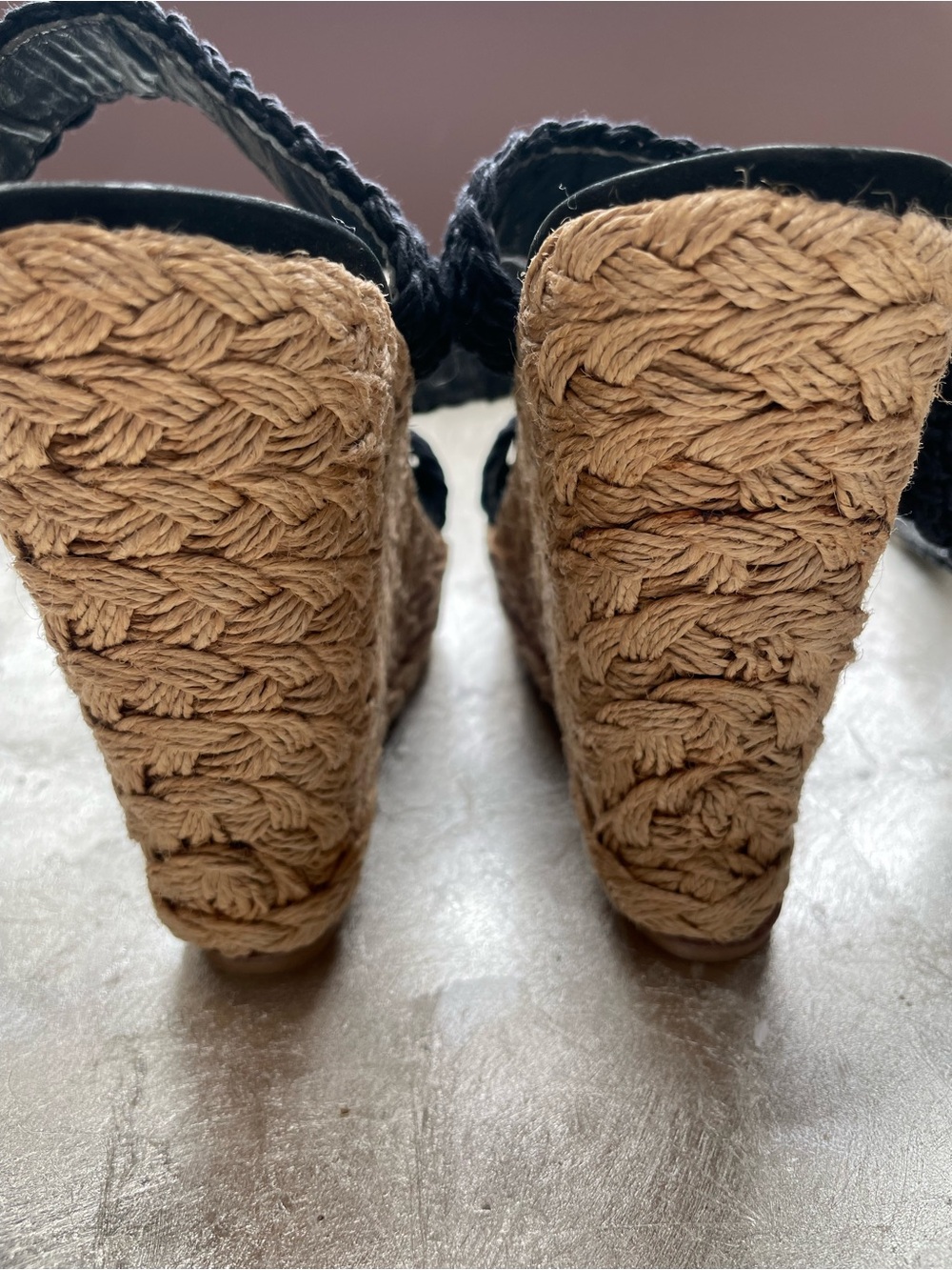 Stuart Weitzman Black Braided Espadrille Wedge Sandals - Picture 4 of 6
